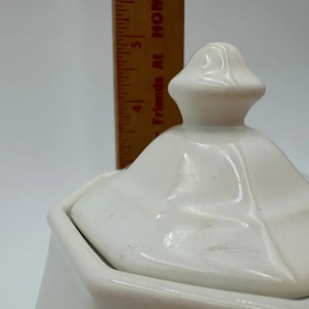 Vintage Sugar Bowl and 5 Coffee Cups Colonial White by Homer Laughlin 7 pcs